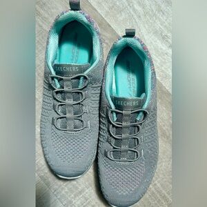 Sketchers memory foam sneakers . Worn once. Color Grey /multi